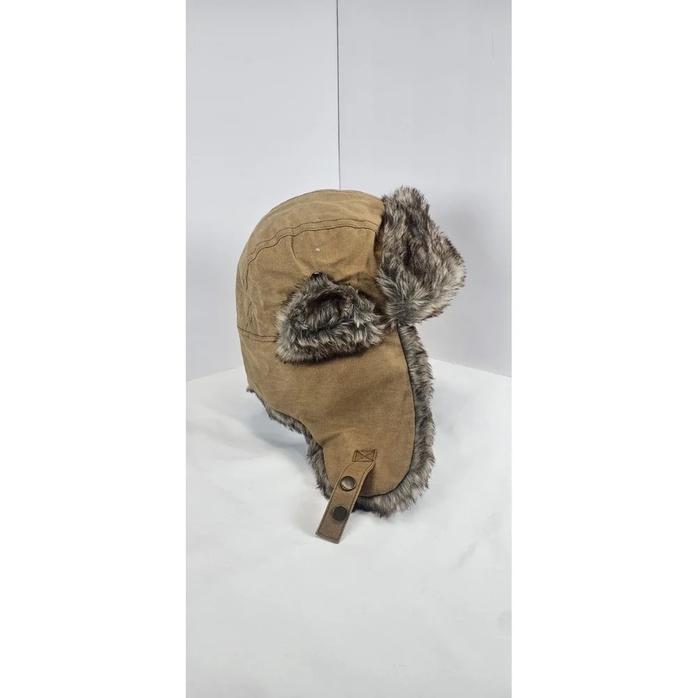 Ozark Trail Faux Fur‎ Trapper Hat Brown Canvas Winter Ear Flap Warm OS